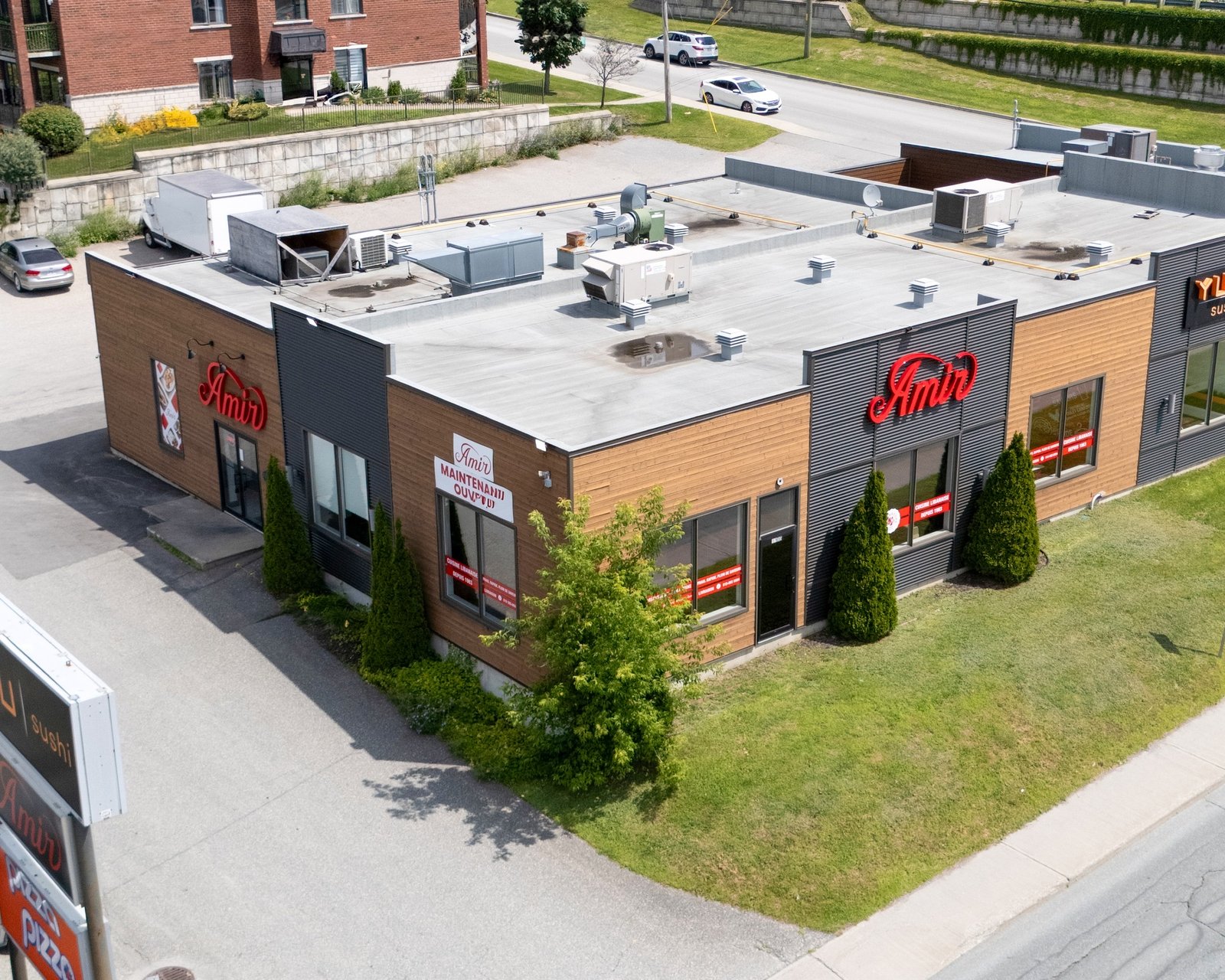 Top-down view of a contemporary residential complex