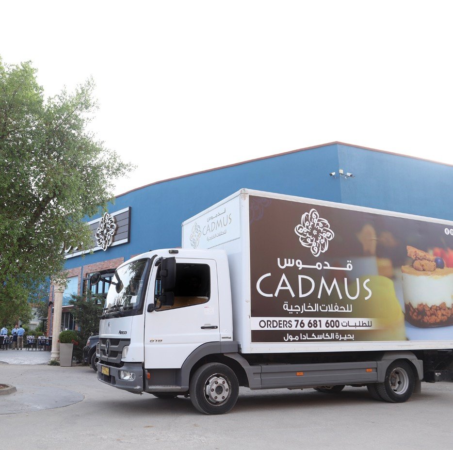 A branded delivery truck