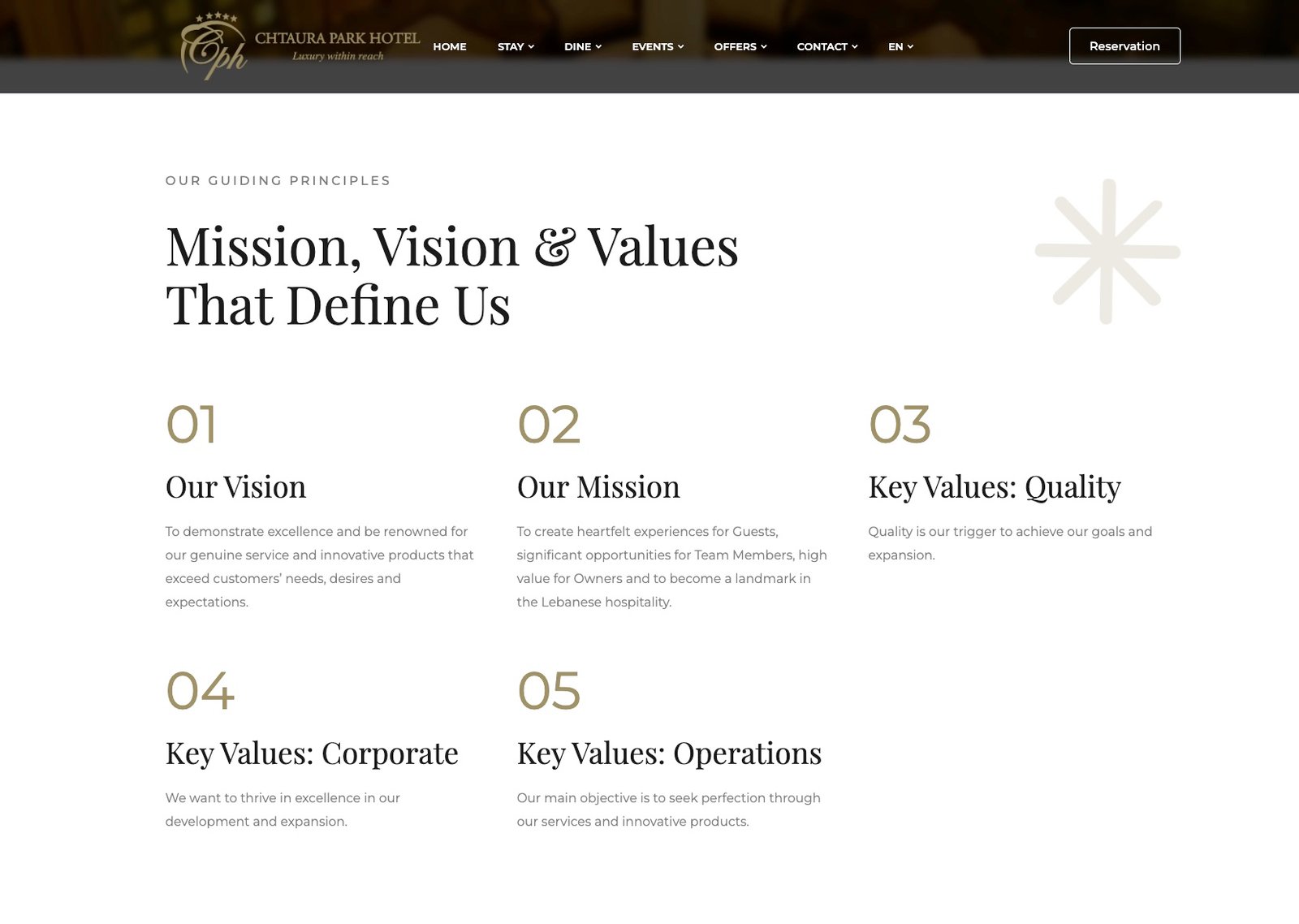 Mission, Vision & Values page