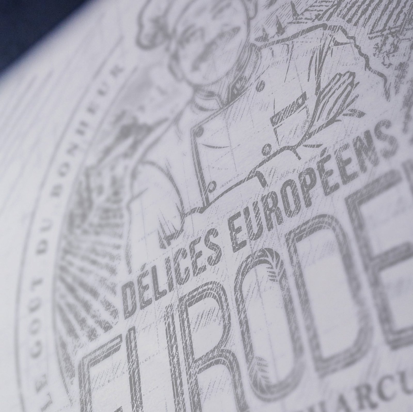 Detailed Eurodeli emblem sketch