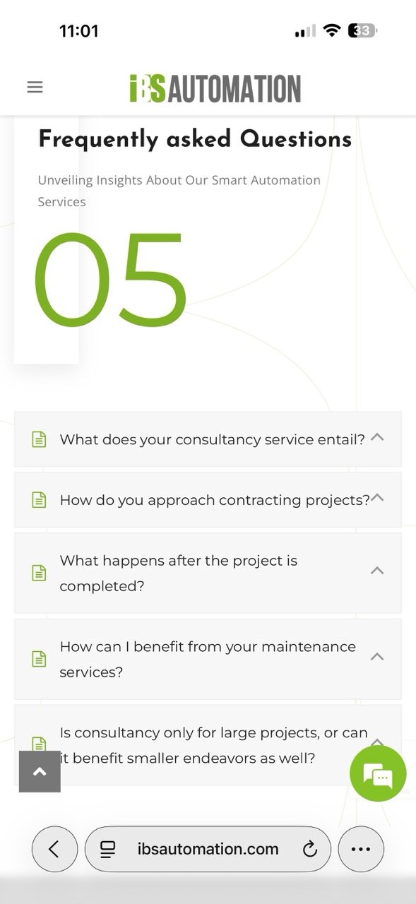 The FAQ page on mobile