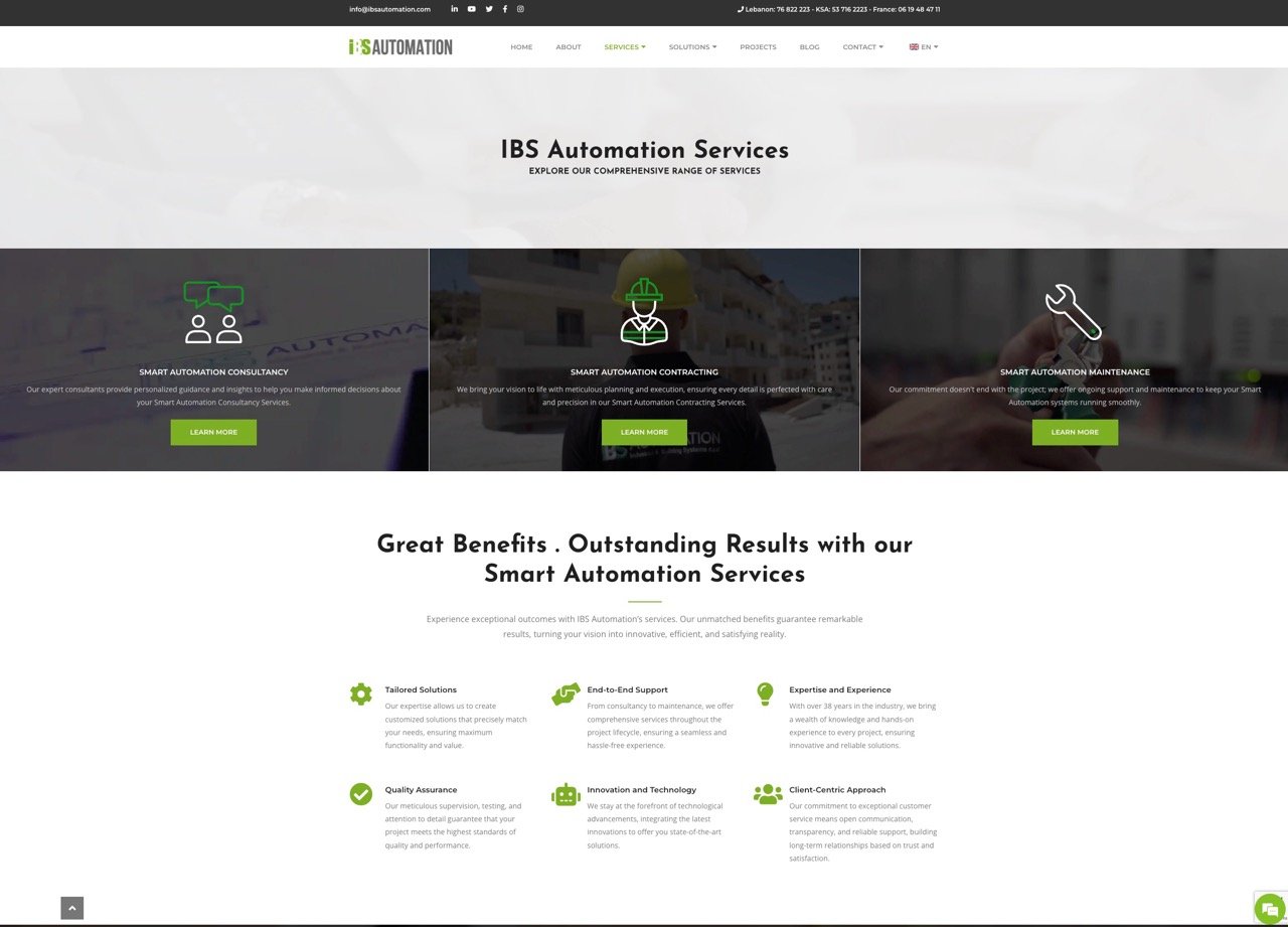 Desktop view of services