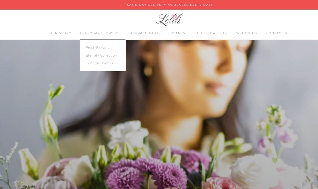 The desktop view of the header and menu