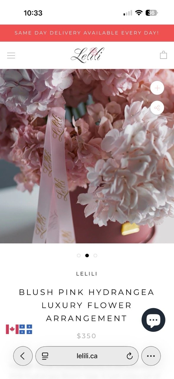 A product page on mobile