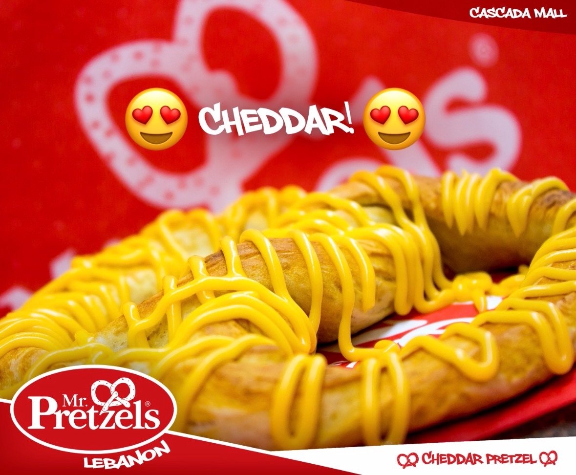 Cheese pretzel social media post
