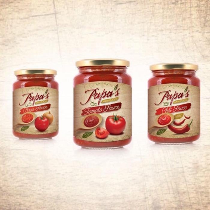 A lineup of branded jars