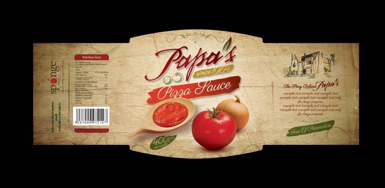 A third product label design for Pizza Sauce