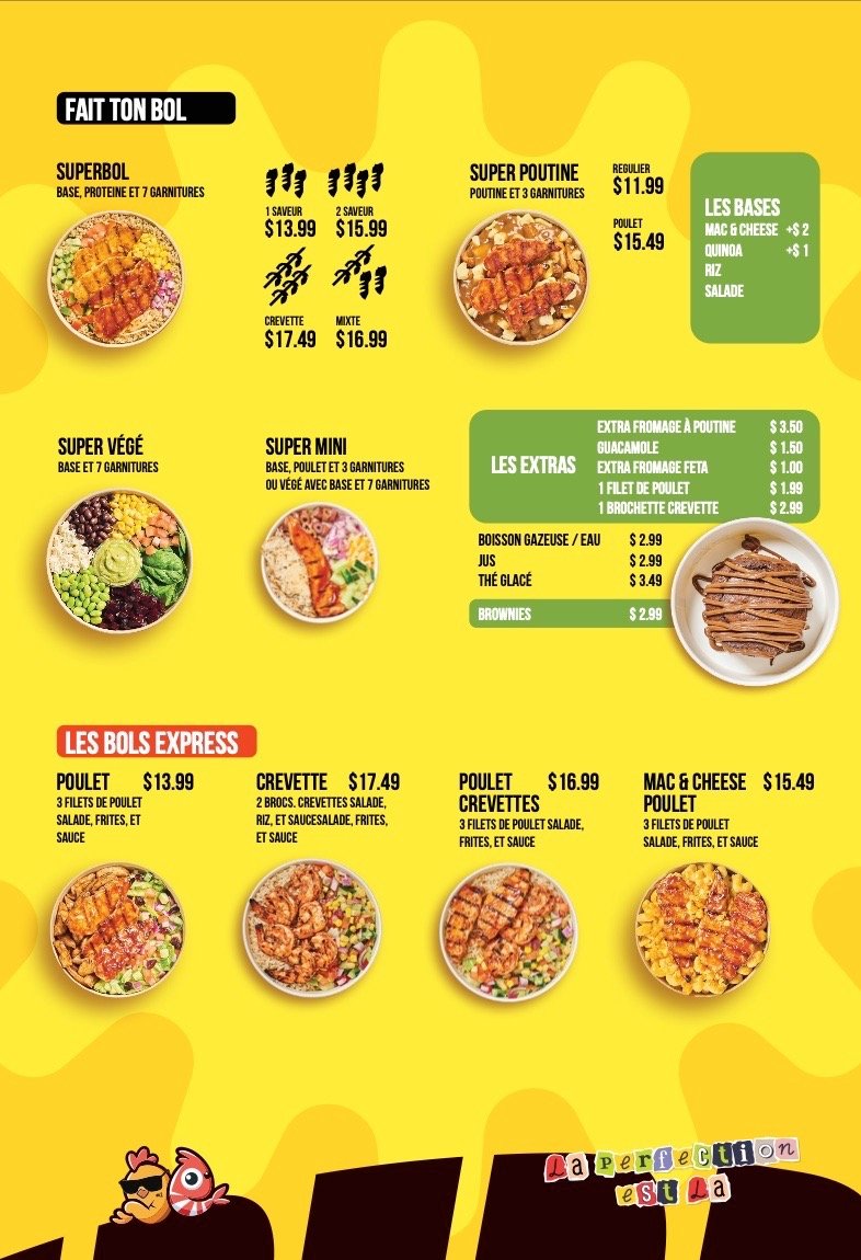 The back of the delivery menu