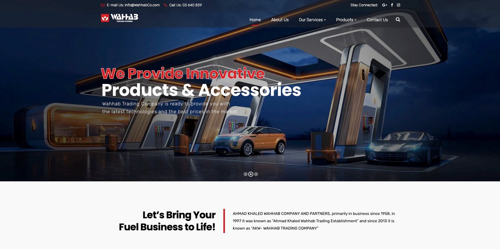 Wahhabco homepage hero slider
