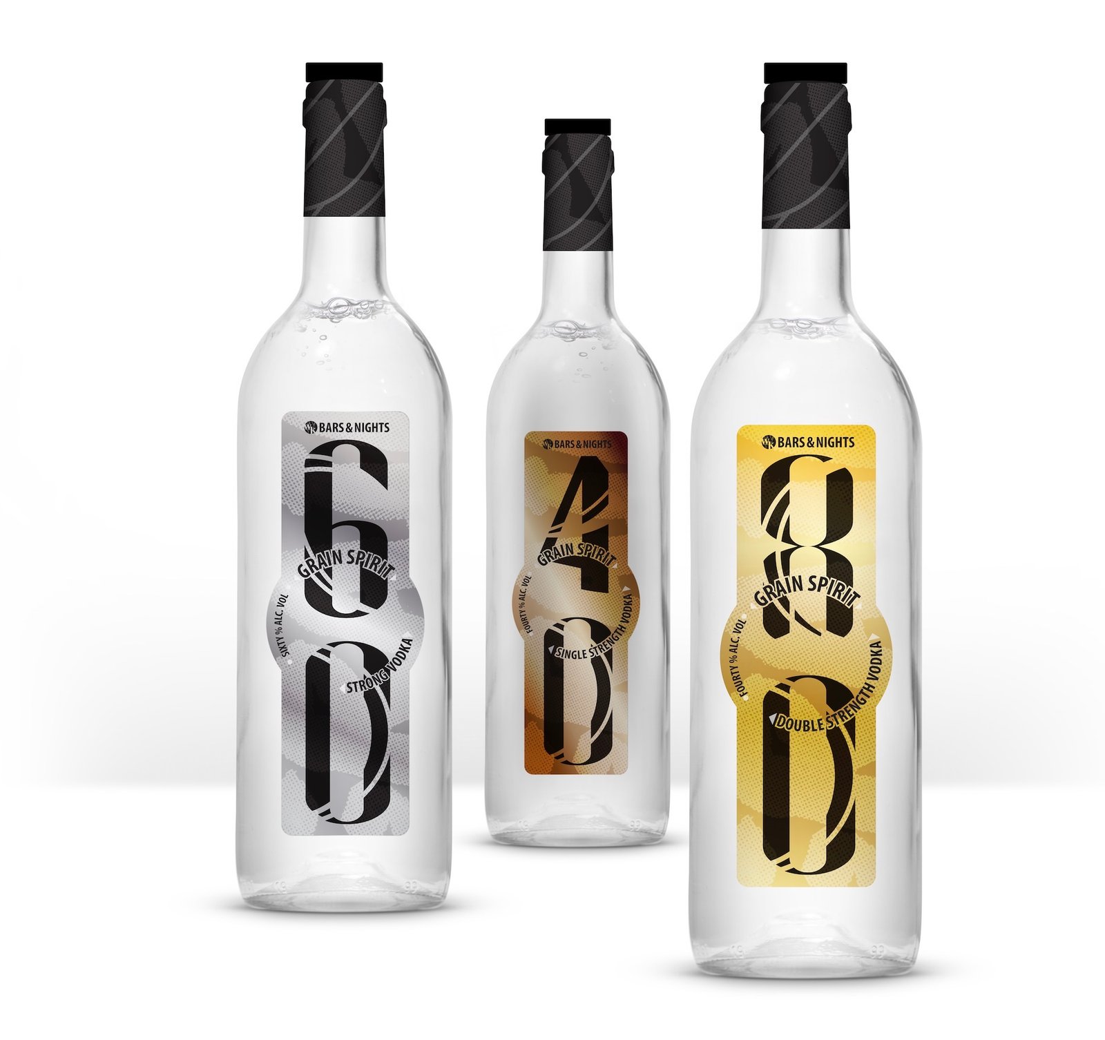 Collection of premium vodka bottle designs